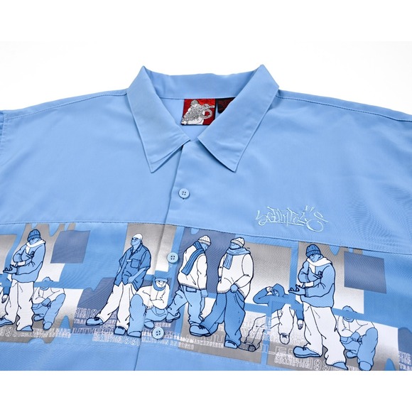 VTG Southpole Shirt Men's XXL Blue Hip Hop Baggy Streetwear Y2K Skater Anime - Picture 6 of 9